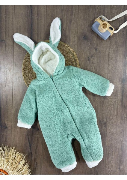 Çift Kat Wellsoft Kürklü Tavşan Kulak Unisex Kışlık Bebek Tulum