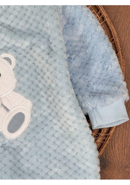 Peluş Ayıcık Nakışlı Patikli Çıtçıtlı Kışlık Erkek Bebek Tulum modelleri