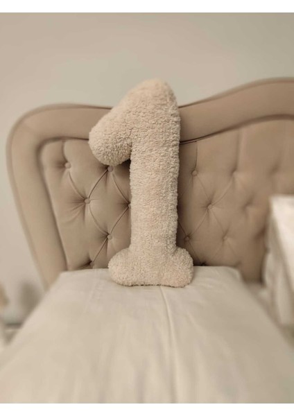 Pufftable 1 Rakamı Yastık, Dekoratif Kırlent, Teddy Kumaş , Büyük Boy 50 cm modelleri