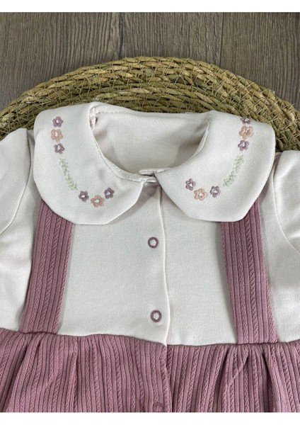 Bebe Yaka Çiçek Nakışlı Çıtçıtlı Kız Bebek Tulum fiyatları