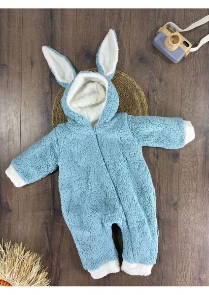 Çift Kat Wellsoft Kürklü Tavşan Kulak Unisex Kışlık Bebek Tulum