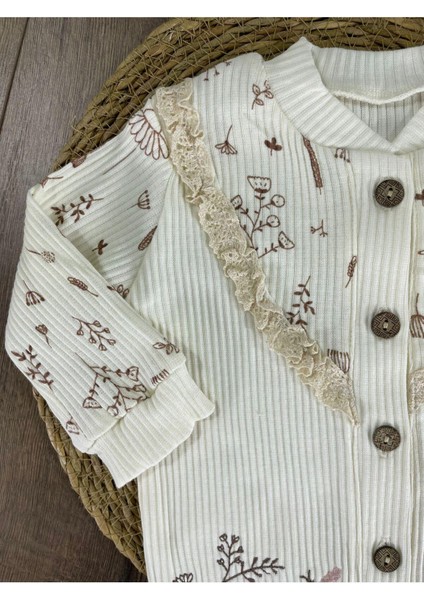 Kaşkorse Bereli Güpürlü Çiçek Işlemeli Önden Düğmeli Kız Bebek Tulum fiyatları