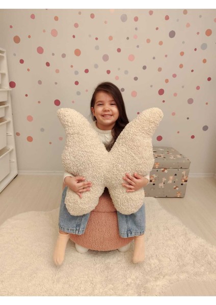 Pufftable Peluş Kelebek Yastık Dekoratif Kırlent Iç Dolgulu Teddy Kumaş Büyük Boy modelleri
