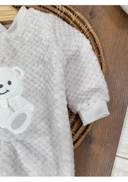 Peluş Ayıcık Nakışlı Patikli Çıtçıtlı Kışlık Erkek Bebek Tulum modelleri