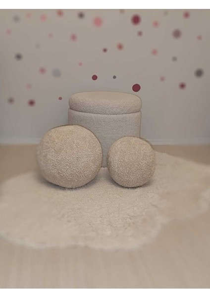 Pufftable Peluş Top Yastık Dekoratif Kırlent Iç Dolgulu Teddy Kumaş Küçük Boy fırsatları