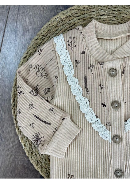 Kaşkorse Bereli Güpürlü Çiçek Işlemeli Önden Düğmeli Kız Bebek Tulum fiyatları