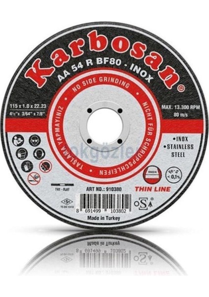 115X1 Inox Paslanmaz 25'li Kesme Taşı