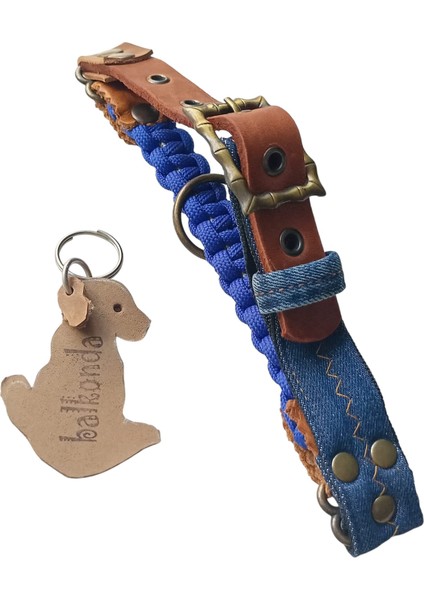 Köpek Göğüs Boyun Tasma Seti Kot Deri Göğüs ÖLÇÜSÜ:45-80CM BOYUN:34-46CM Ayarlı Dog Harness Tb5-24