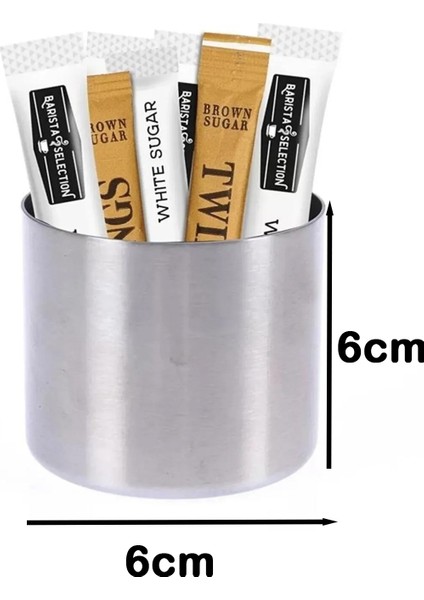Stik Şekerlik Stick Kafe Restaurant Lokanta Paslanmaz Çelik Şekerlik Metal Çay Bahçesi 10 Adet Küçük 6 cm modelleri