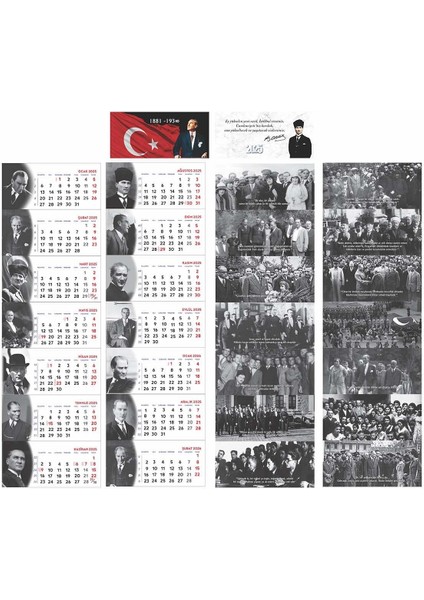 2025 Atatürk Masa Takvimi - 15 Yapraklı Piramit Takvim (14X20 Cm)