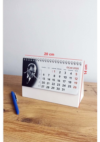 2025 Atatürk Masa Takvimi - 15 Yapraklı Piramit Takvim (14X20 Cm)