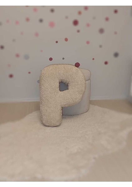 Pufftable Peluş P Harf Yastık, Dekoratif Kırlent, Kuzu Teddy Kumaş, Büyük Boy , Tüm Harfler ,boncuk Elyaf Dolgu fiyatları