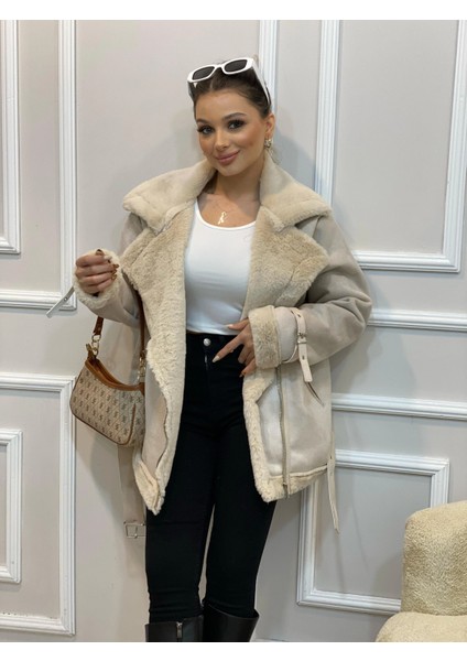Ipek Içi Yumoş Full Kürklü Belden Kemerli Süet Mont fiyatları