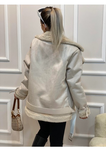 Ipek Içi Yumoş Full Kürklü Belden Kemerli Süet Mont fırsatları