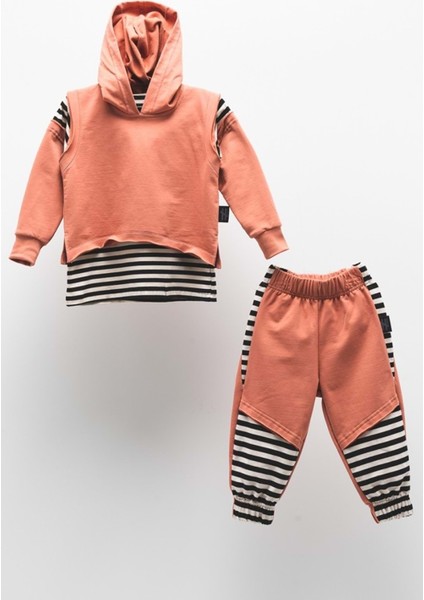 Kapşonlu Hırka, Badi ve Pantalon Mevsimlik 2iplik Çocuk Eşofman MNK51063