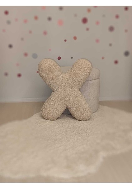 Pufftable Peluş x Harf Yastık, Dekoratif Kırlent, Kuzu Teddy Kumaş, Büyük Boy , Tüm Harfler ,boncuk Elyaf Dolgu fiyatları