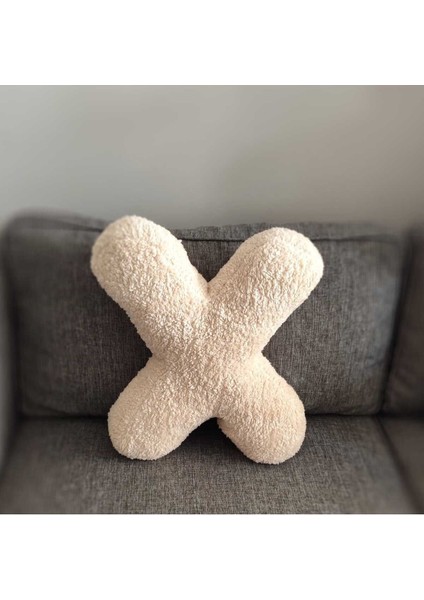 Pufftable Peluş x Harf Yastık, Dekoratif Kırlent, Kuzu Teddy Kumaş, Büyük Boy , Tüm Harfler ,boncuk Elyaf Dolgu fırsatları