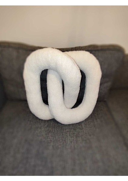 Pufftablepeluş Zincir Yastık Oval , Dekoratif Kırlent, Teddy Kumaş