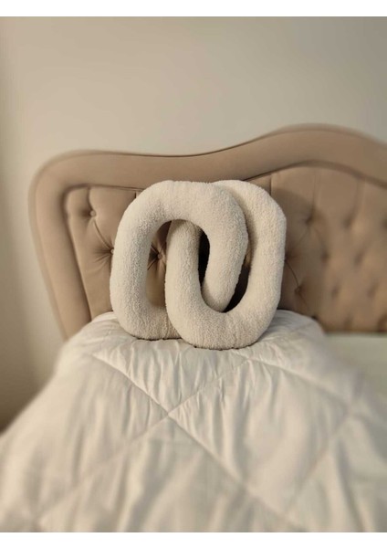 Pufftablepeluş Zincir Yastık Oval , Dekoratif Kırlent, Teddy Kumaş fiyatları