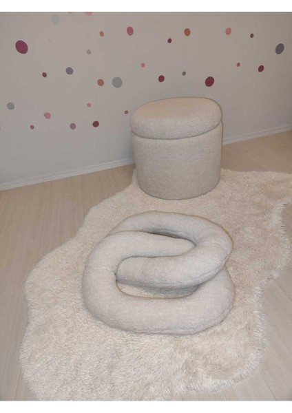 Pufftablepeluş Zincir Yastık Oval , Dekoratif Kırlent, Teddy Kumaş fırsatları