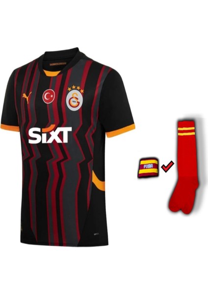 Pink Loca Galatasaray Forma 2024/2025 Sezon V.osimhen 45 Numara Siyah Yeni Sezon Yetişkin Futbol Forması Bilekik ve Tozluk Dahil