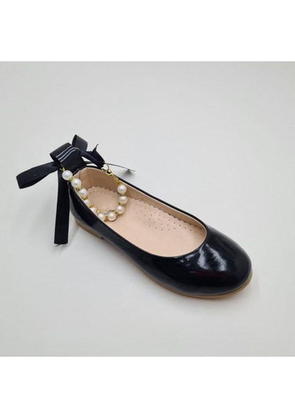 Inci Taşlı Siyah Kız Çocuk Abiye Babet Ayakkabı