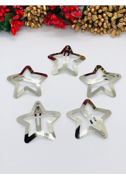 Yıldızlı Çıtçıtlı Çok Şık Saç Tokası 5'li