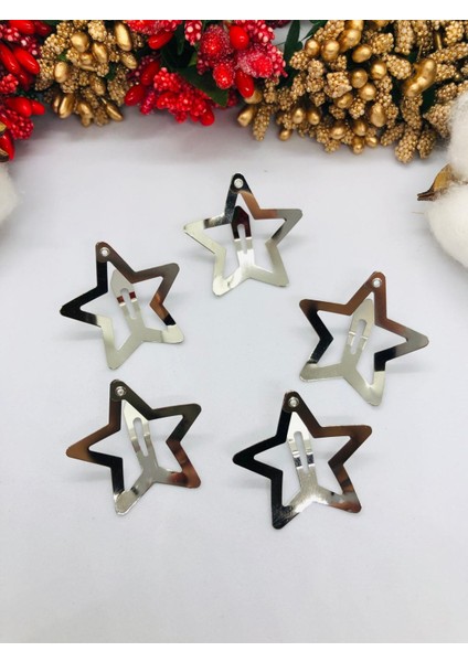 Yıldızlı Çıtçıtlı Çok Şık Saç Tokası 5'li modelleri