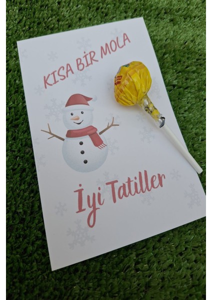 10 Adet Sömest Hediyesi - Iyi Tatiller Kardan Adam Kartlı Lollipop Şeker - Okul Hediye Karne Hediye fırsatları