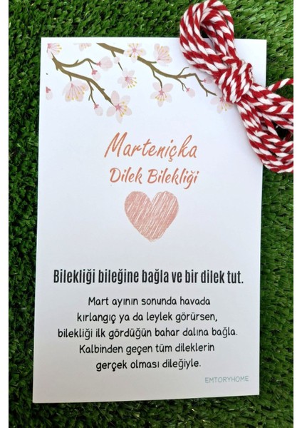 20 Adet Dilek Ağacı Kartlı Marteniçka Dilek Bileklik Ipi - Mart Bahar Bilekliği - Jelatinli