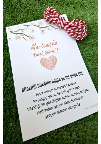 20 Adet Dilek Ağacı Kartlı Marteniçka Dilek Bileklik Ipi - Mart Bahar Bilekliği - Jelatinli