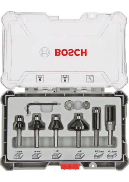 Freze Ucu Seti 6 Parça Karışık 6 mm Şaft (Pro) Biçimlendirme ve Kenar Pahlama - 2607017468