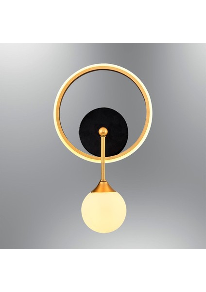 G9 2611-1-20 Halo Yüvarlak Aplik Eskitme Metal Modern 1 Sarı