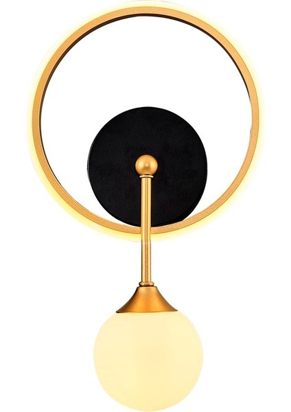 G9 2611-1-20 Halo Yüvarlak Aplik Eskitme Metal Modern 1 Sarı