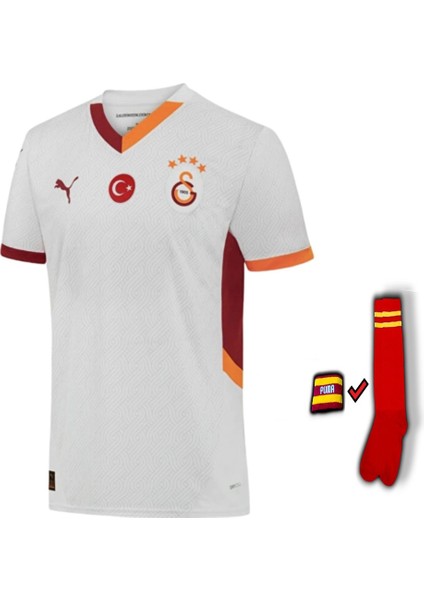 Pink Loca Galatasaray Forma 2024/2025 Sezon V.osimhen 45 Numara Beyaz Yeni Sezon Yetişkin Futbol Forması Bilekik ve Tozluk Dahil