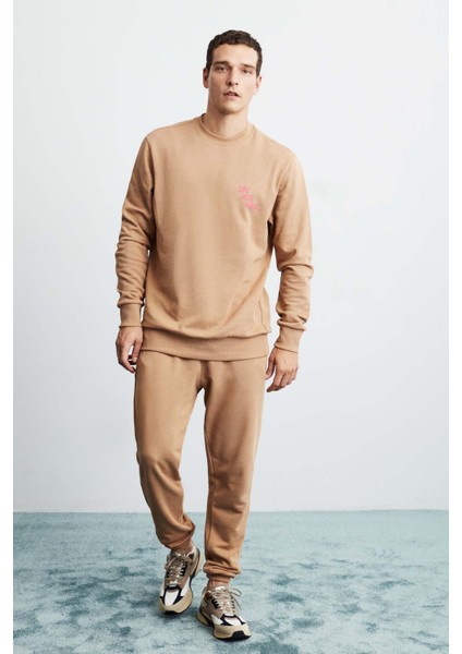 Franklın Erkek Regular Fit Baskılı Içi Polarsız Kahverengi Sweatshirt fırsatları