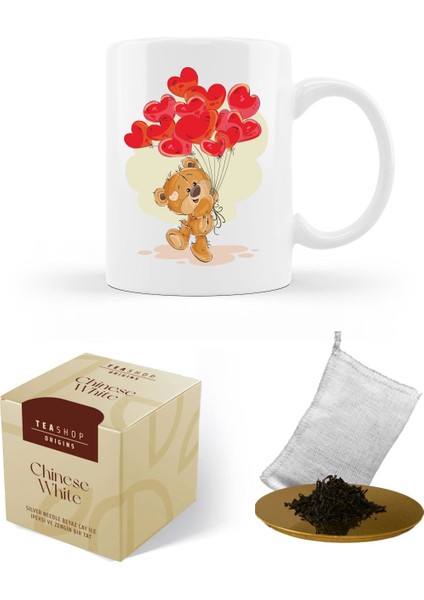 Peluş Kırmızı Ayı - Özel Tasarım Baskılı Kupa - Bitki Çayı - Melek Model Kolye Hediye Seti fiyatları