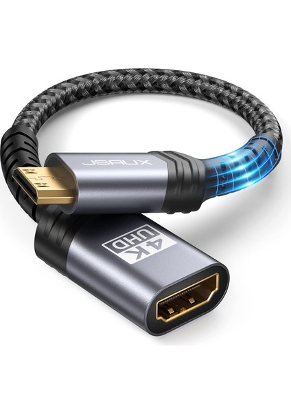 CV0037 Mini HDMI - HDMI Adaptörü Mini HDMI To HDMI Kablosu 4K 60Hz Hdr 3D 18GBPS Dolby, Dslr, Video Kamera, Grafik Kartı, Raspberry Pi Zero W, Dizüstü Bilgisayar, Tablet, Hdtv, Projektör ile Uyumlu