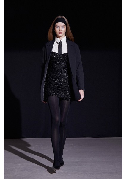 Askılı Pul Elbise Siyah modelleri