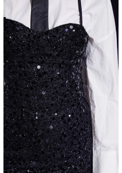 Askılı Pul Elbise Siyah indirimleri