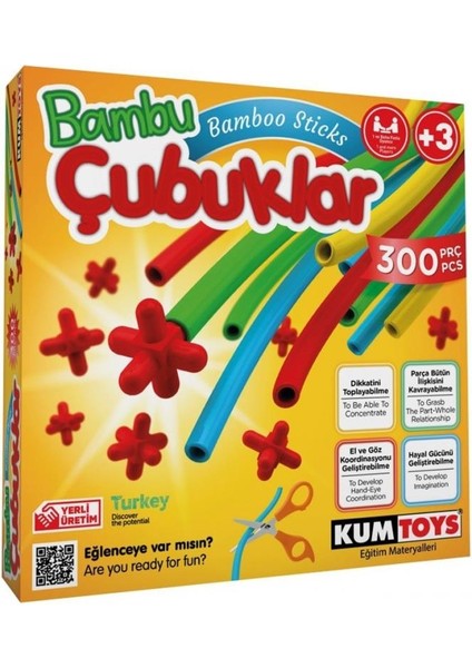 Bambu Çubukları - 300 Parça - 3 Yaş Üzeri