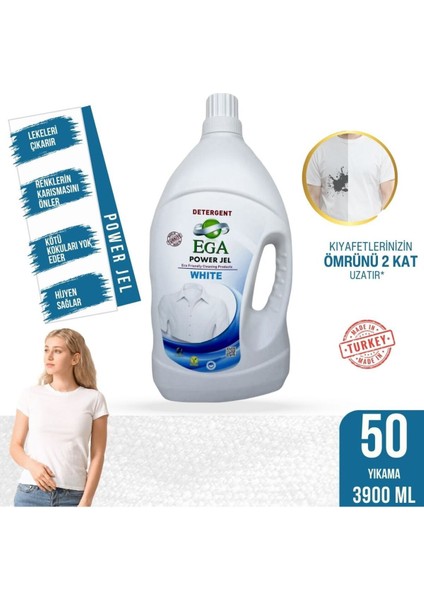 2'li Power Jel Beyaz Sıvı Yıkama Deterjanı 3900 ml