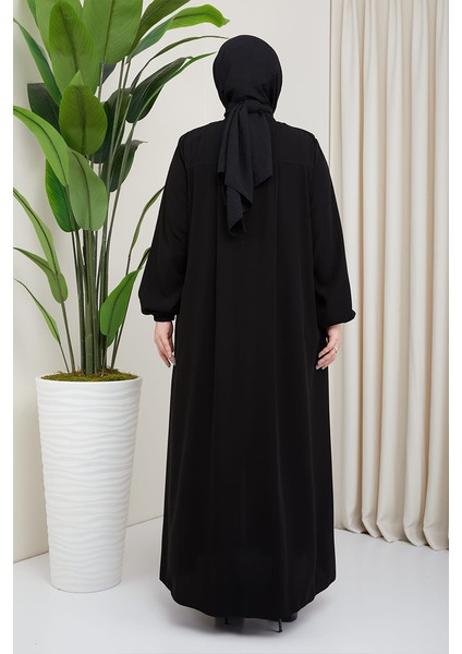 Medine Ipeği Tesettür Pile Detaylı Ferace MDC-0165 Siyah fiyatları