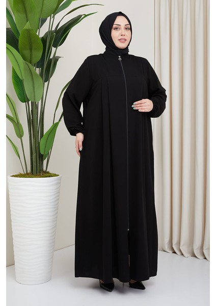 Medine Ipeği Tesettür Pile Detaylı Ferace MDC-0165 Siyah modelleri