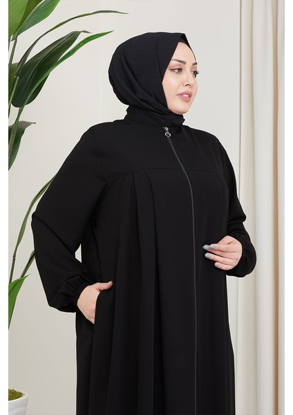 Medine Ipeği Tesettür Pile Detaylı Ferace MDC-0165 Siyah fırsatları