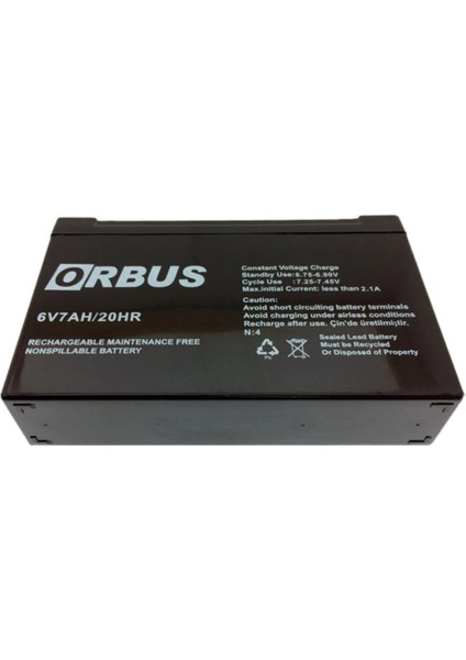 Akü 6V 7AH Orbüs ( 150 x 30 x 95 mm ) fiyatları
