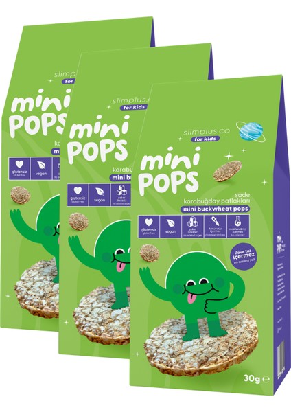 3 Paket Mini Pops Atıştırmalık Karabuğday Patlakları 30G