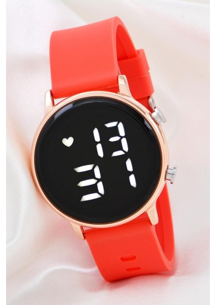 Kadın Kırmızı Renk Silikon Kordon Rose Dijital LED Kol Saati ST-304170