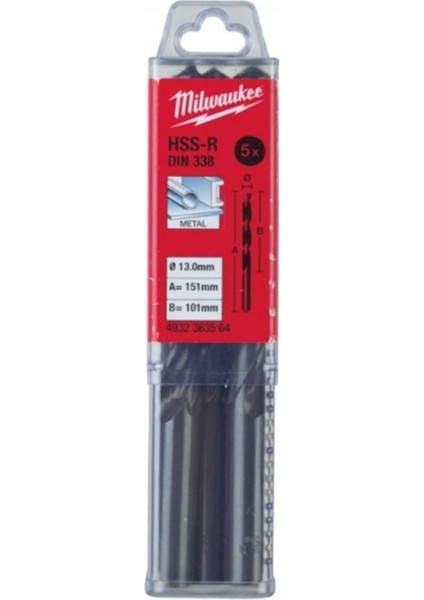 Hss-R Metal Matkap Ucu (5'li Paket) 12.5 x 151 mm