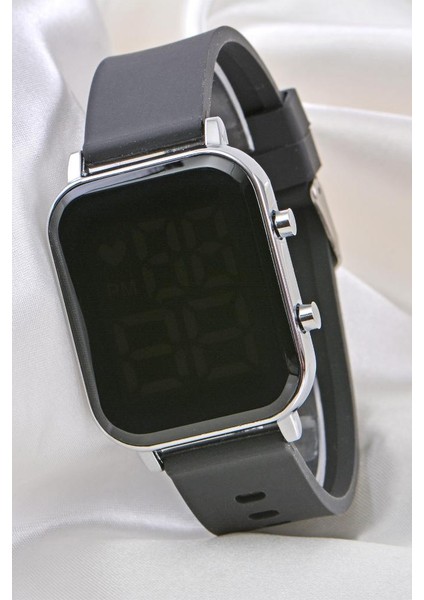 Yeni Siyah Silikon Kordonlu Unisex Genç Kız Kadın Çocuk LED Kol Saati ST-304106 fiyatları